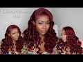 139 only the hollywood classic glam look  burgundy body wave 13x6 wig  cheetahbeauty hair