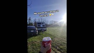Towing our camper with a Tesla to stay overnight with alpacas !?🦙☀️ #towing #camper #harvesthost