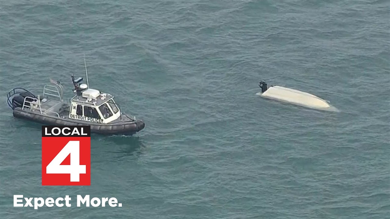 4 people rescued from water after boat capsizes in Detroit - YouTube