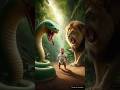 A cute lion saved the baby from a fat snake 😭 #story #shorts #animals #story