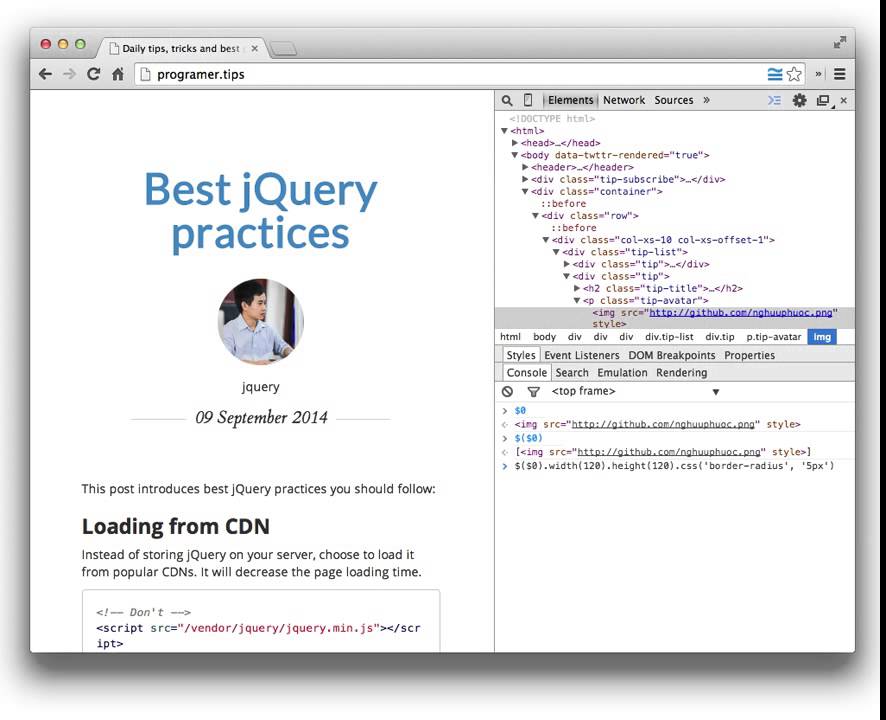 Inspecting given element with Chrome Dev Tools - YouTube