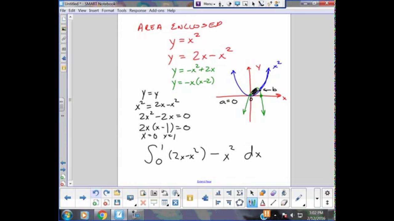 Calculus, Area between 2 parabolas -- Juda math