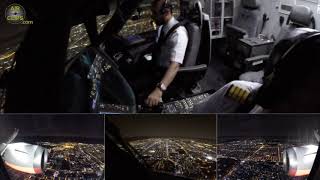 LOVELY illuminated Jeddah: B7879 Cockpit Landing with Saudia Airlines! [AirClips]