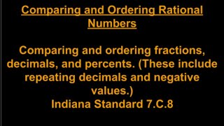 Comparing and Ordering Rational Numbers