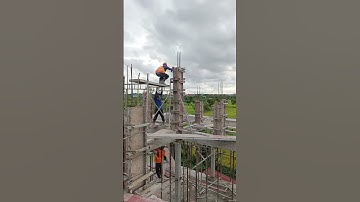 Pouring concrete for roof column #excavator #column #siteoffice #beam #design #interior #engineering