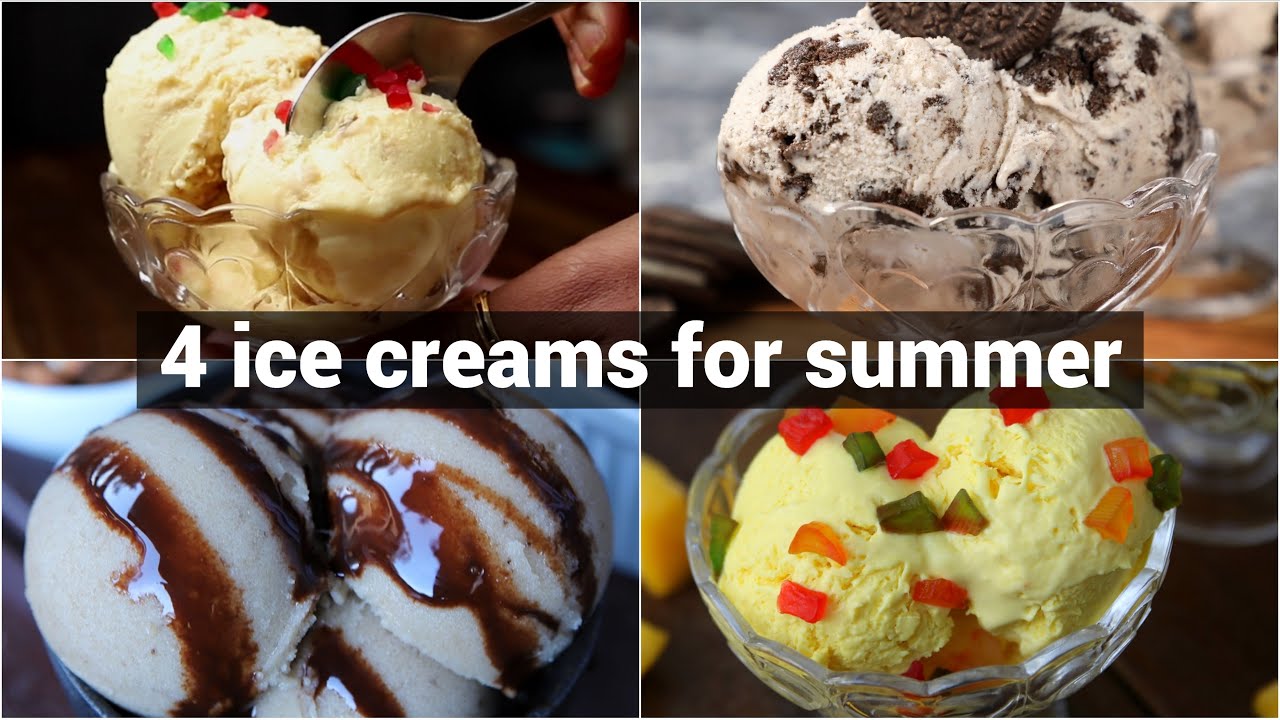 4 homemade ice cream recipes for summer | fruit ice cream recipe | creamy ice cream recipes | Hebbar | Hebbars Kitchen