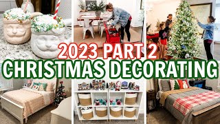 2023 CHRISTMAS DECORATING PART 2 | CHRISTMAS TREE DECORATING + DECORATING THE KIDS&#39; SPACES!