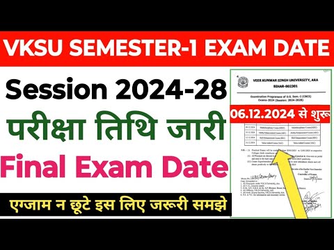 VKSU Semester 1 Final Exam Date 2024-28 Vksu Exam 2024-28 Vksu Ara Sem