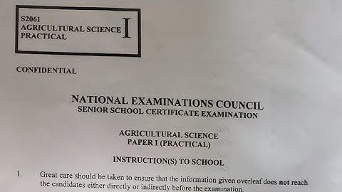 NECO 2025 AGRICULTURAL SCIENCE Specimens