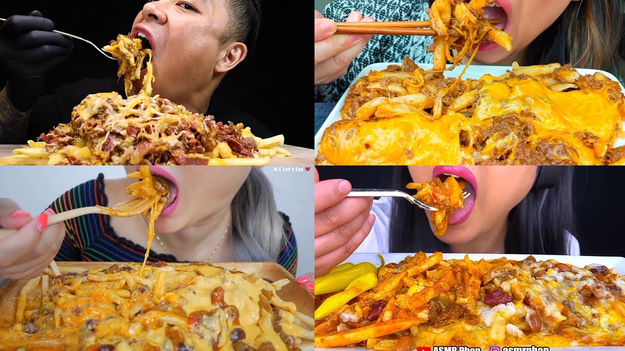 ASMR Chili Cheese Fries MUKBANG COMPILATION