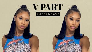 HOW TO: V Part Half Up Half Down Quick Weave No Leave Out