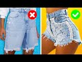 TRANSFORMAÇÃO! 9 IDEIAS INTELIGENTES DE HACK PARA ROUPAS E ACESSÓRIOS DA MODA COM SHORT JEANS #DIY