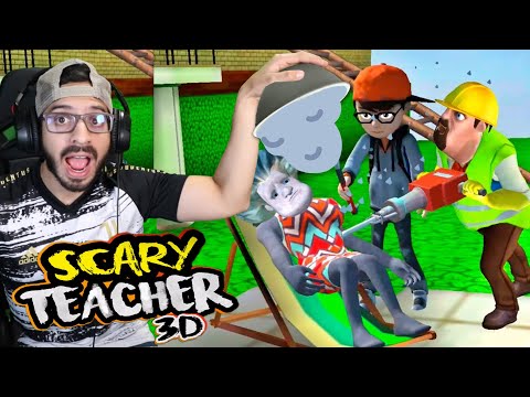 TIRANDOLE CEMENTO A LA MAESTRA LOCA | Scary Teacher 3D Capitulo 12 | Juegos Luky