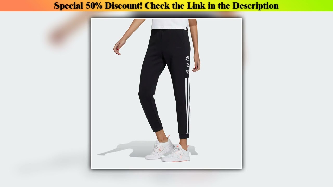 Hot Picks Adidas Black Jogger Pants with White Three - stripe Design and Brand - related Graphics -