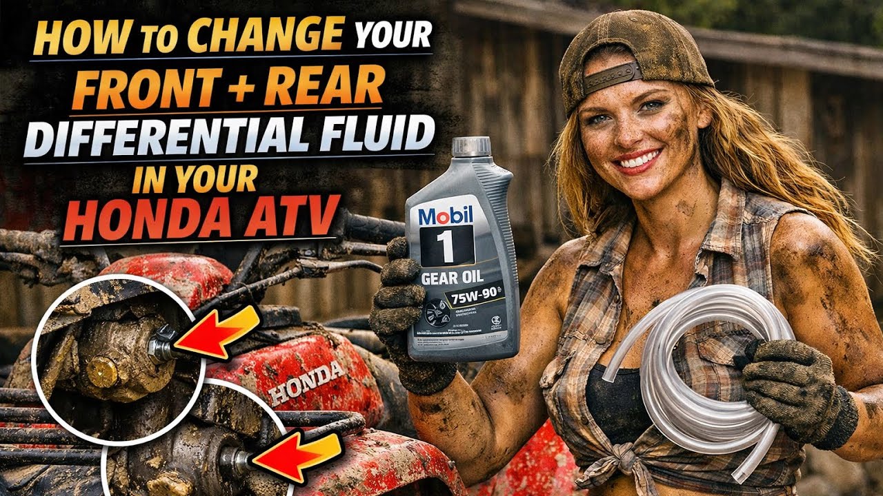 Honda ATV - How to change front and rear differential GEAR OIL - YouTube