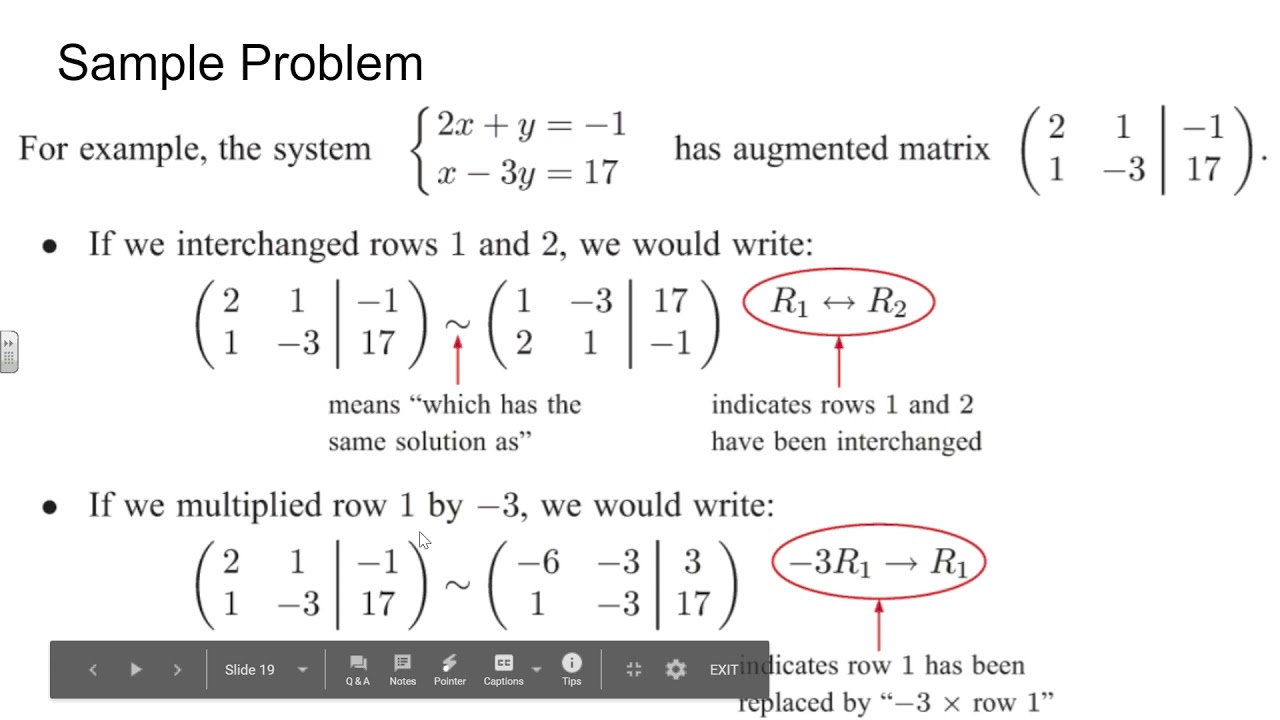 IB Math AA HL 11B Row Operations Video - YouTube