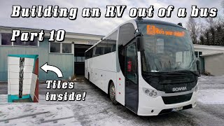 [10] Building and RV out of a bus, part 10: MOT, tiles and pipes (English subtitles)