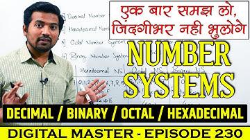 Number Systems in Hindi (Decimal, Binary, Octal, Hexadecimal) || Digital Master