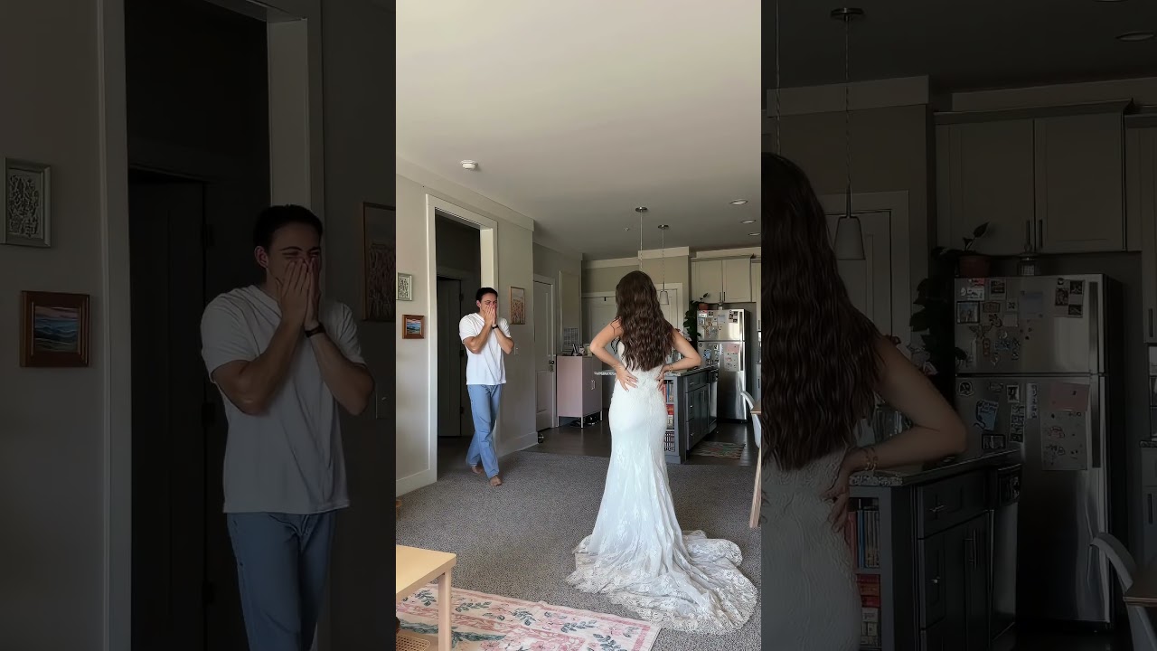 She wore the dress again... and he saw his bride all over again#weddingdress #husbandreaction
