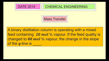A binary distillation column is operating with a mixed feed containing  20 mol % vapour. If the feed