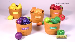 farmers market colour sorting set fun with fruits veggies and colours kids videos kiddiestv