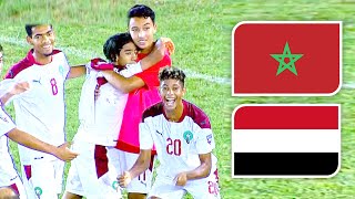 ملخص مباراة المغرب و اليمن | قبل نهائي كأس العرب للناشئين 5-9-2022