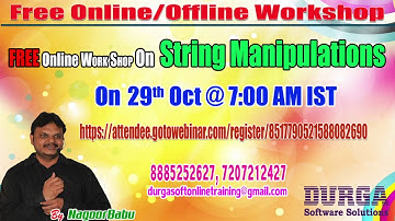 String Manipulations Free Online/Offline Workshop by Mr. Nagoor Babu on 29th Oct @7AM IST
