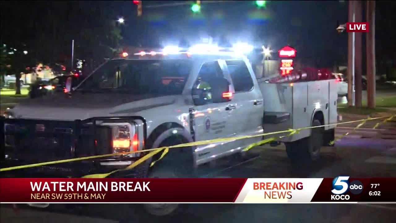 Water main break causes issues in SW Oklahoma City - YouTube
