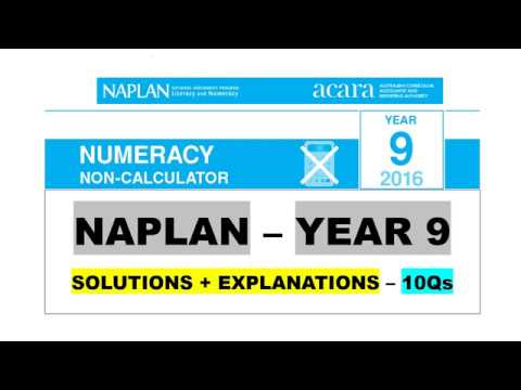 NAPLAN – YEAR 9 (NUMERACY non-calc) 2016 10Qs