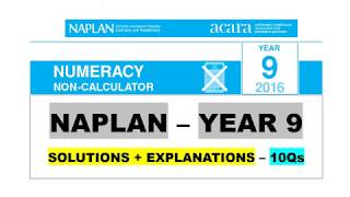 NAPLAN – YEAR 9 (NUMERACY non-calc) 2016 10Qs