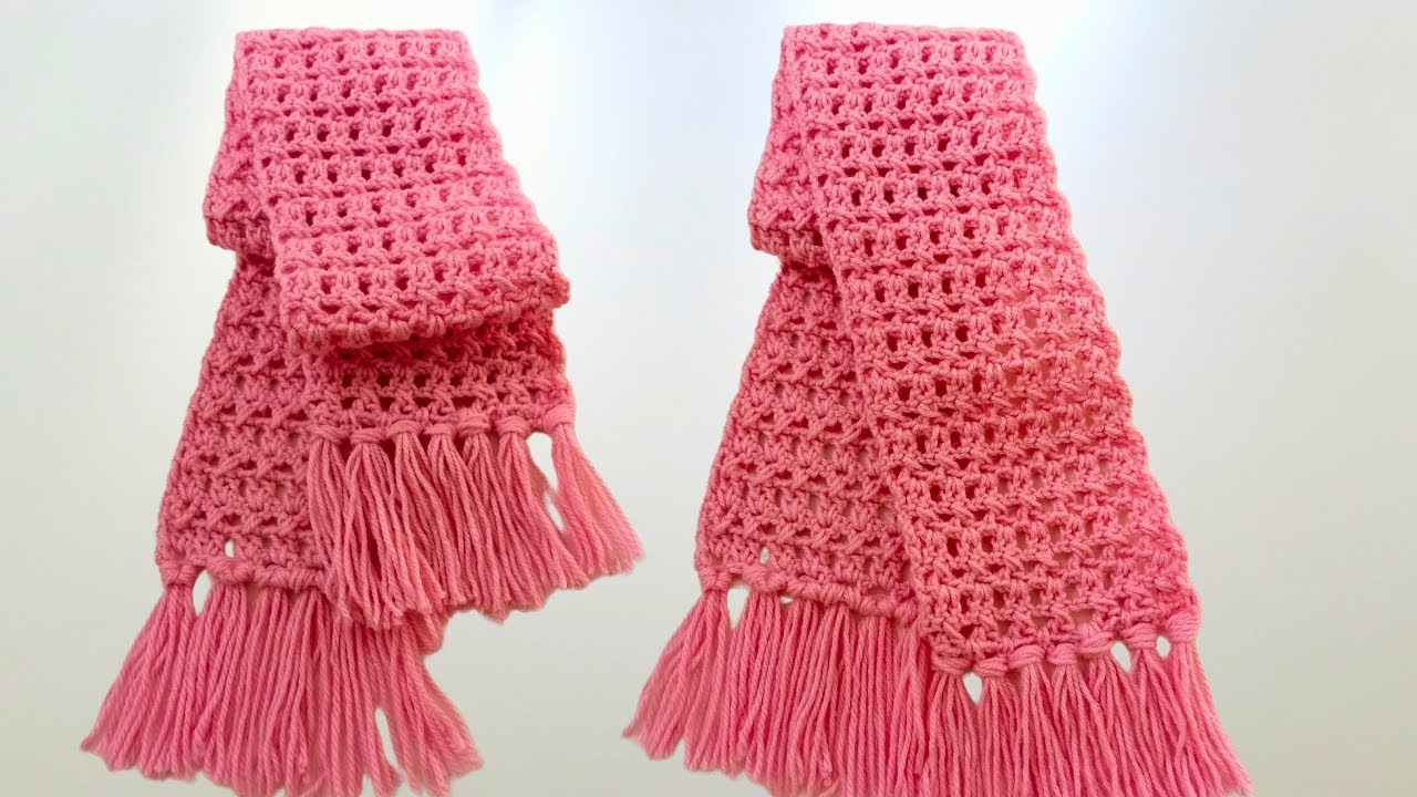 Cachecol de Crochê - Rápido e Fácil - Com franjas!