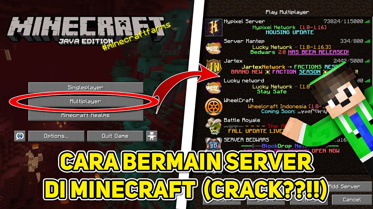CARA BERMAIN SERVER DI MINECRAFT MUDAH!! | Minecraft Tutorial Indonesia ...