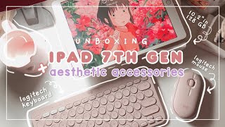  unboxing 2020 iPad 7th Gen 10.2 + aesthetic accessories「 Logitech Keyboard ⌨️ + Pebble Mouse  」