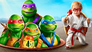 I Was Adopted by Ninja Turtles! Teenage Mutant Ninja Turtles in Real Life!