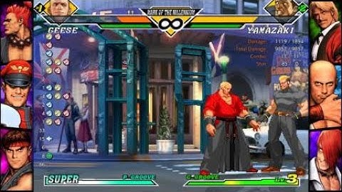 CAPCOM FIGHTING COLLECTION 2 cvs2 Geese Pgroove heavy damage cancel combo 9857 damage