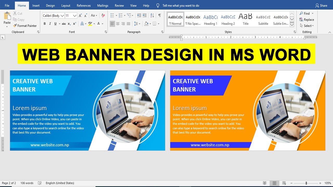 How to make Web Banner Design in Ms word