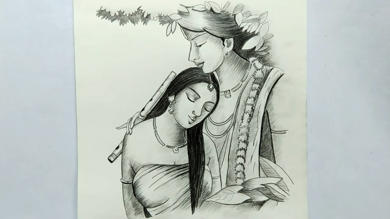 Easy Pencil Drawing: How to Draw Radhakrishna