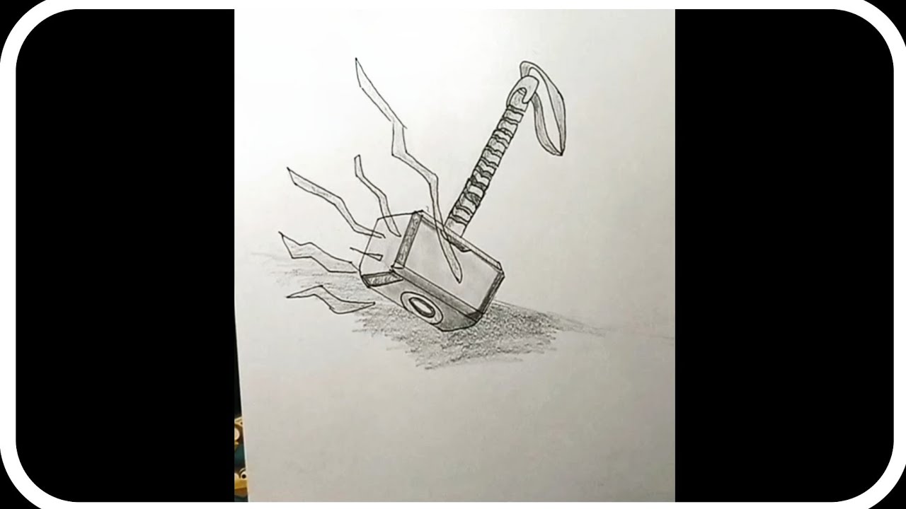 How To Draw Mjölnir Thor Hammer | Easy Drawing Ideas - YouTube