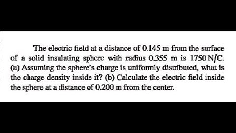The electric field at a distance of 0.145 m from the surface of a solid insulating sphere with radiu