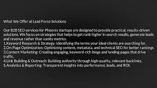 B2B Seo Services For Phoenix Startups Az Lead Force Solutions