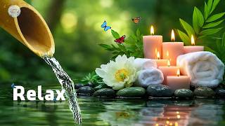 Soothing Spa Piano Music 🌿 Relaxing Sleep Music \u0026 Nature Sounds, Bamboo Water Fountain, Calm Music