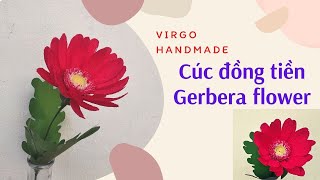 Cách Làm Hoa Cúc Đồng Tiền Bằng Giấy Nhún | How To Make Paper Gerbera Flower | Virgo handmade