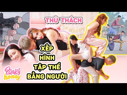 THỬ THÁCH XẾP HÌNH TẬP THỂ BẰNG NGƯỜI | Pinky Té Sấp Mặt | PINKY HONEY