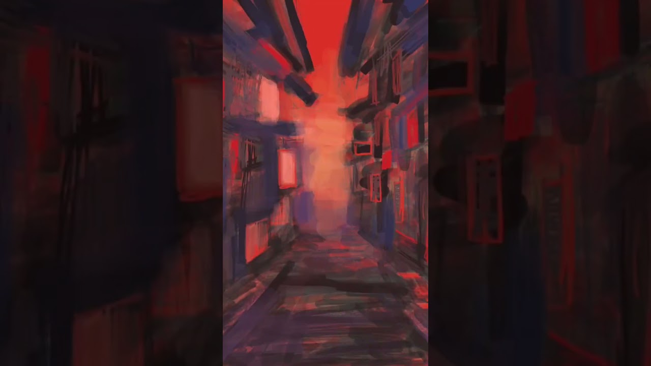 Painting a Moody Streetscape - Digital Art Timelapse # 