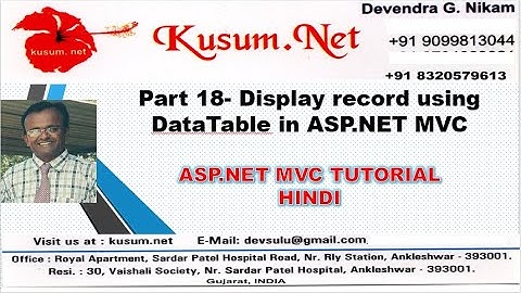 PART 18- CREATE DATATABLE AND DISPLAY RECORD IN MVC || ASP.NET MVC, WEB API, BOOTSTRAP,JQUERY