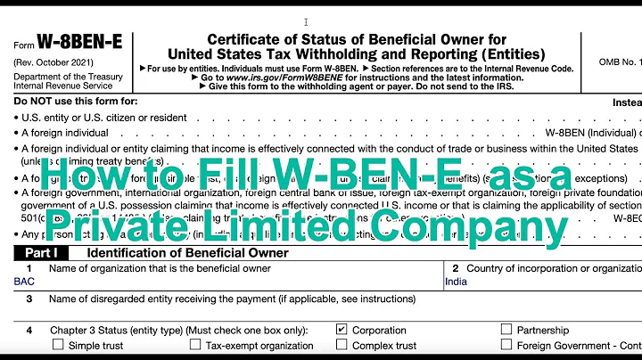How to fill W-8BEN-E Form for Private Limited Companies - India, UK, Others