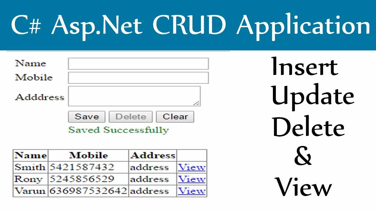 .aspx ใช้โปรแกรมอะไรเปิด  New  C# Asp.Net-Insert Update Delete and View With Sql Server Database