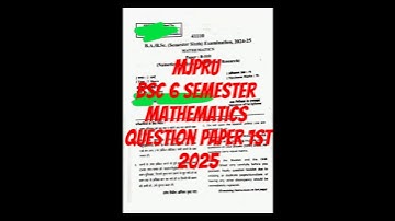 bsc 6 semester mathematics question paper 1 MJPRU #mjpruletestupdate