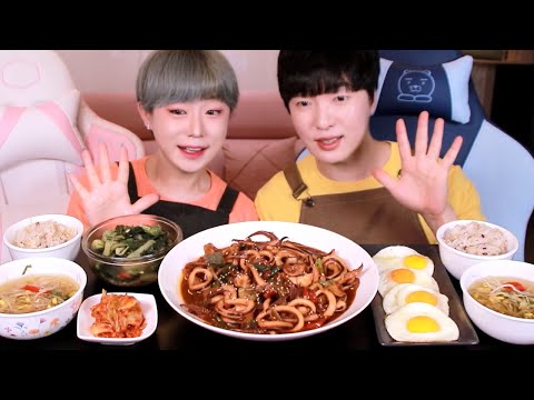 오징어볶음 + 트러플 계란 후라이 콩나물국 집밥 먹방 Spicy Stir-fried Squid with <strong>Truffle</strong> Egg MUKBANG イカ炒め、トリュフ、卵焼きモッパン