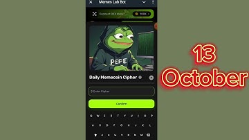 Memecoins Lab Bot | Daily memmecoin Cipher Code | 13 October | Memelab Daily Cipher video code |